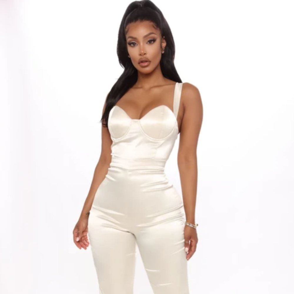 NWT FASHION NOVA SATIN JUMPSUIT